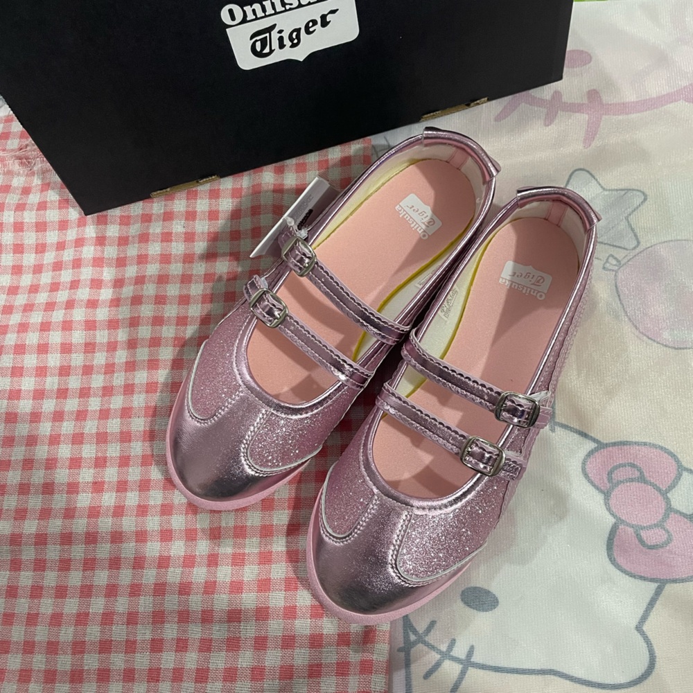 Onitsuka Tiger by Asics Metallic Pink Double-Strap Mary Jane Flats